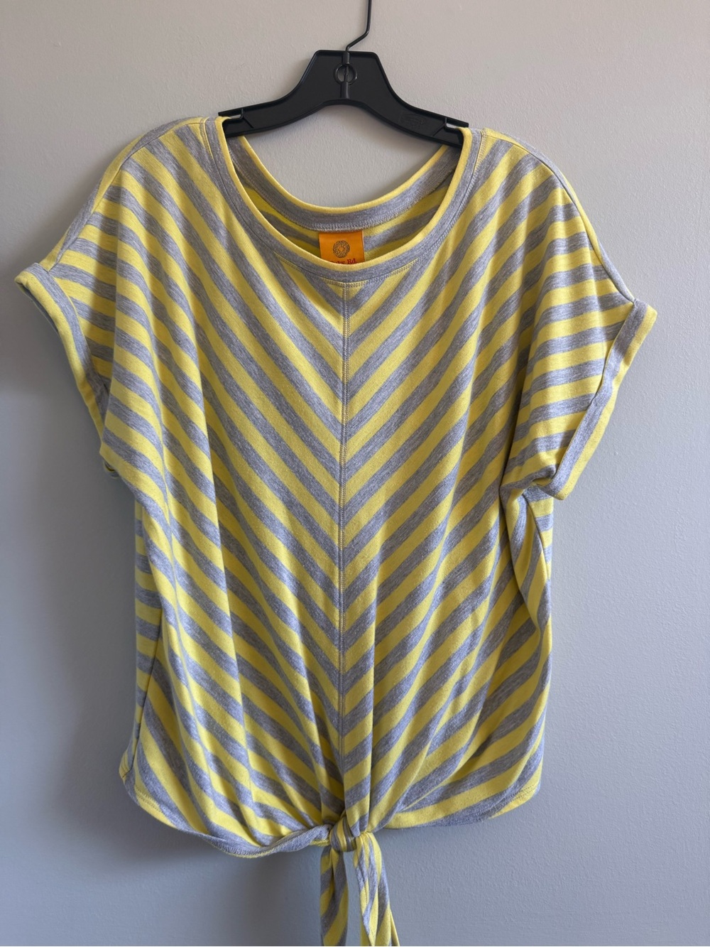 Ruby Rd short sleeve blouse, yellow/gray, XL